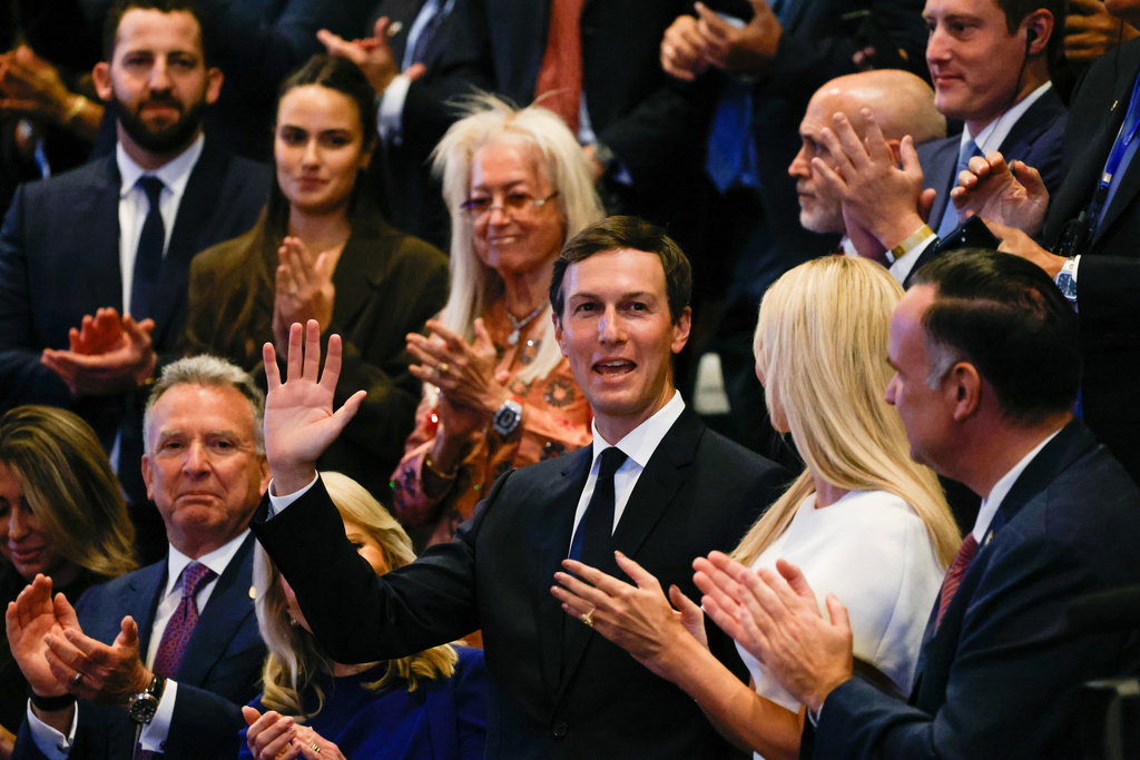 Jared Kushner, acknowledges applause at the Israeli parliament, the Knesset, in Jerusalem, Monday, October 13, 2025. (AP)